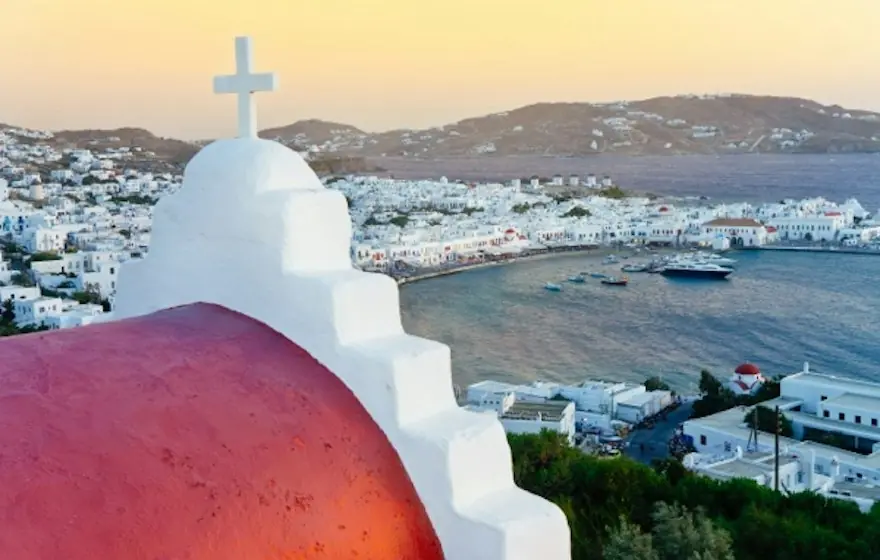 A whitewashed chapel above Mykonos
