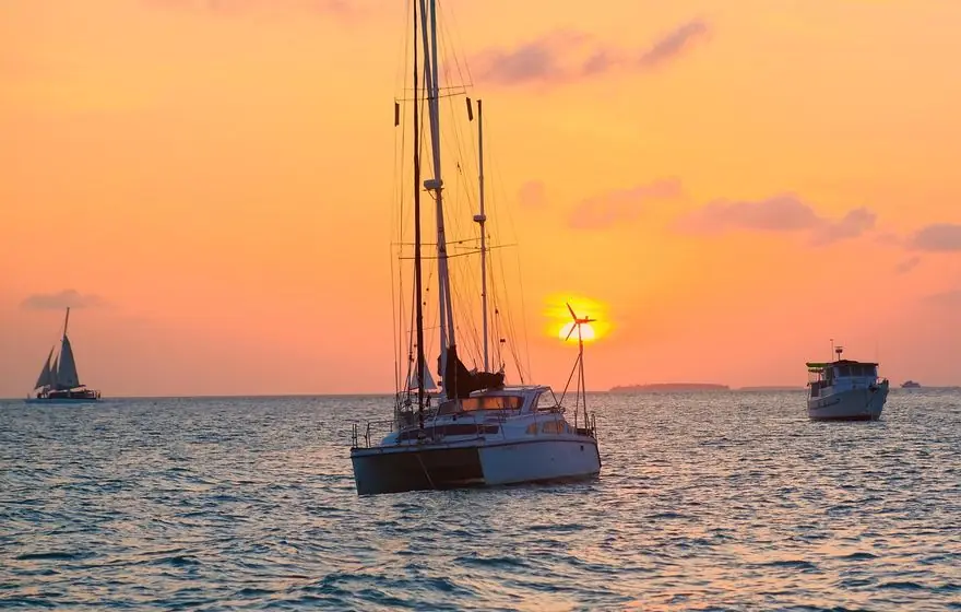 Sailboats at sunset off Key West