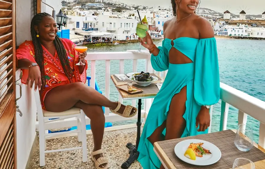 Mykonos rooftops above the harbour